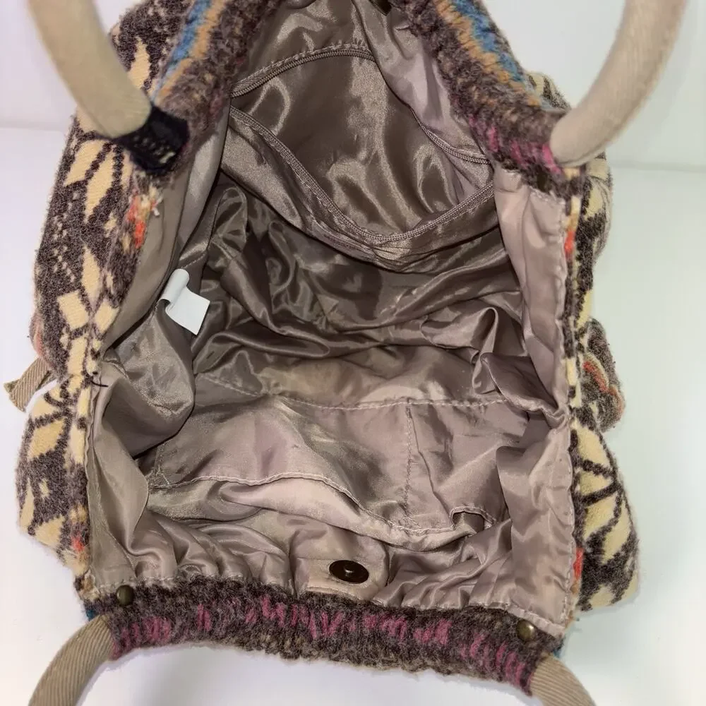 Mossimo Y2K Fair Isle Round Top Handle Purse Flannel Snowflake Winter Hobo Bag